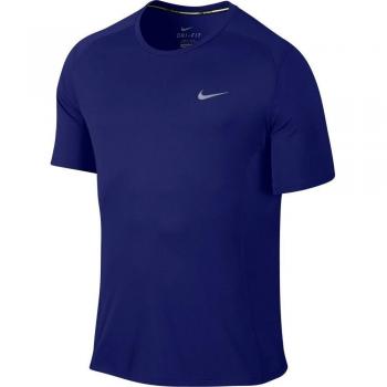 Nike Df Miler Ss, Camiseta para Hombre, Azul Oscuro / Plateado