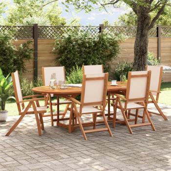 Juego de 6 sillas de jardín plegables de madera maciza de acacia y textilene marrón