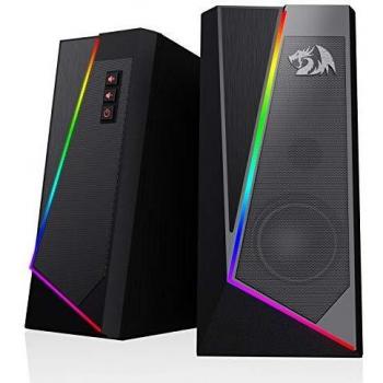 Redragon GS520 Anvil RGB Desktop Speakers, 2.0 Channel PC Computer Stereo Speaker with 6 Colorful LED Modes, Enhanced Bass and Easy-Access Volume Control, USB Powered w/ 3.5mm Cable