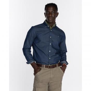 Camisa de Hombre Clásica Lisa en Denim Oscuro Harper & Neyer