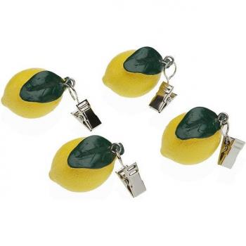 Juego de 4 Pinzas Sujeta Manteles Versa con Diseño de Limones