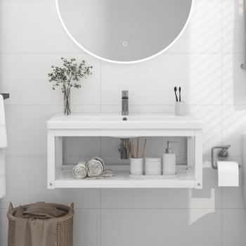 Estructura de lavabo suspendido de hierro blanco 79x38x31 cm