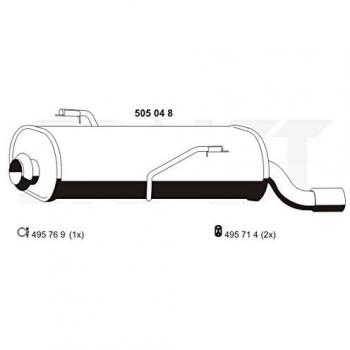 Silenciador trasero ERNST 505048 para Peugeot 206 3/5 puertas