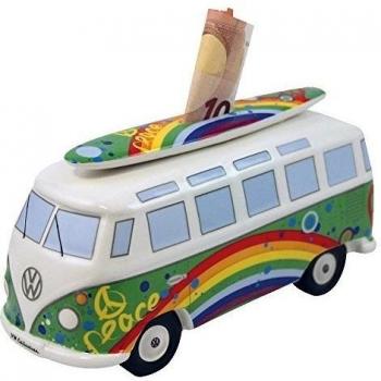 Brisa VW Collection - Volkswagen Furgoneta Hippie Bus T1 Van Hucha Vintage de Cerámica en Caja de Regalo, Caja de Dinero Reutilizable, Alcancía como Souvenir