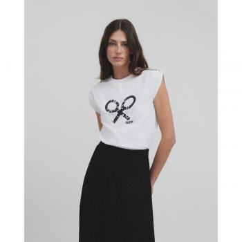 Camiseta mujer manga corta con dibujo frontal