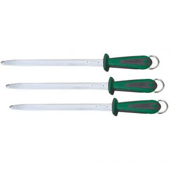 Chaira de 30 cm Oval mango termogoma de color verde Fischer ideal para afilar herramientas