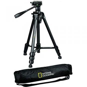 National Geographic Kit Trípode Foto Grande, Bolsa, Rótula 3 way, Zapata Liber/Rápida, Bloqueo Palanca en Patas 4 Secc, Columna con Cremallera, Carga 3 kg, Aluminio, para Canon, Nikon, Sony, NGHP001