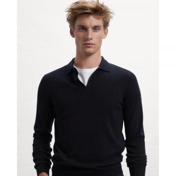 Jersey de hombre de punto con cuello camisero y cierre de botones