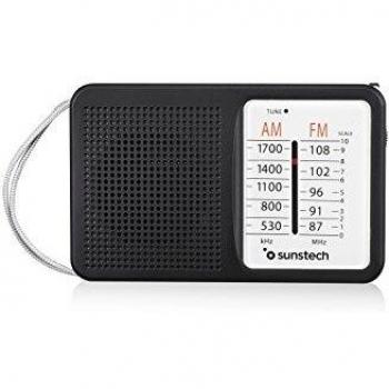 Sunstech RPS411BLISBK - Radio portátil con sintonizador analógico Am/FM, Color Negro