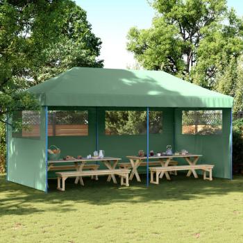 Tienda de fiesta plegable Pop-Up verde con 3 paredes laterales