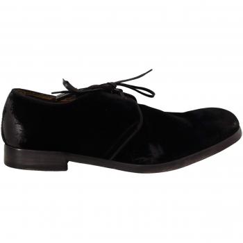 Dolce & Gabbana Black Velvet Lace Up Aged Style Derby Shoes - EU42/US9