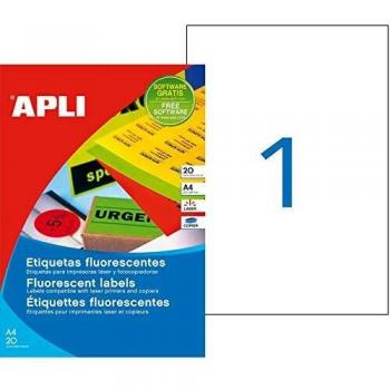 Apli Paper Ref. 2881 Etiquetas Adhesivas Verde Flúor L/C A4