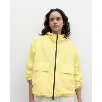 Abrigo Ecoalf Nevis de Mujer con Cremallera y Capucha, Color Amarillo, Talla L, Sostenible, Nylon Reciclado
