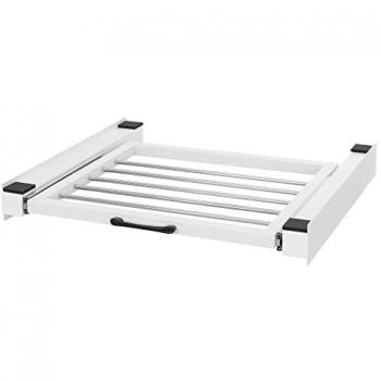 Bastidor Intermedio Universal con Tendedero Extraíble de Acero 60,5 x 54,5 cm Blanco para Lavadora y Secadora con Toallero Extensible