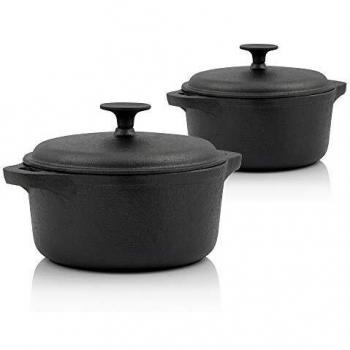 Set de Cocottes de Hierro Fundido Redondas con Tapa, 3 Litros y 4 Litros - BBQ-Toro