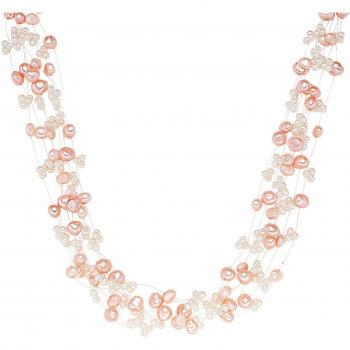 Collar de Perlas de Agua Dulce Valero Pearls - Perlas Barrocas Rosa, Blanco y Plata en Plata Esterlina 925 para Damas