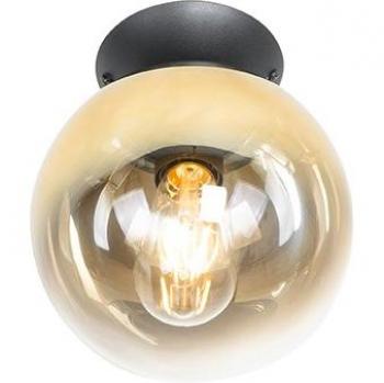 Lámpara de techo Art Deco negra con cristal dorado E27 - Pallon
