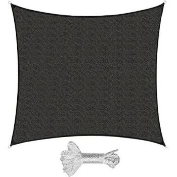 Sekey Toldo Vela de Sombra Cuadrada HDPE Protección Rayos UV Resistente Permeable Transpirable para Patio, Exteriores, Jardín, con Cuerda, Antracita 4×4m