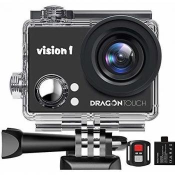 Dragon Touch Cámara Deportiva 1080P Cámara de Acción con Control Remoto Videocámara Impermeable con Baterías Recargable Multi Accesorios