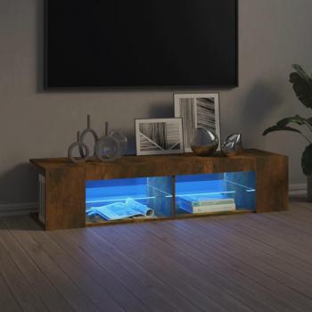Soporte de TV con luces LED roble ahumado 135x39x30 cm
