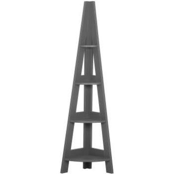 Estantería gris 175 cm de madera de ingeniería, 5 niveles, diseño escalera esquinera moderno y contemporáneo