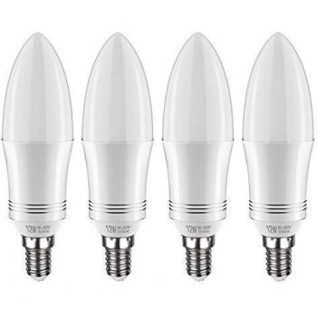 Tebio Bombilla LED E14, 12 W, equivalente a bombilla incandescente de 100 W, 6000 K, luz blanca fría, 1200 lm, CRI>80+, rosca Edison pequeña, no regulable, 4 unidades