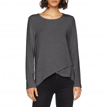 ONLY NOS Onlsonja Mida 7/8 Wrap Top Jrs, Camisa Manga Larga para Mujer, Gris Dark Grey Melange, 36