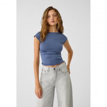 Stradivarius Open-Back Indigo T-Shirt XS