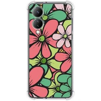 Funda Silicona Antigolpes para Vivo Y17s con Diseño de Flores 02