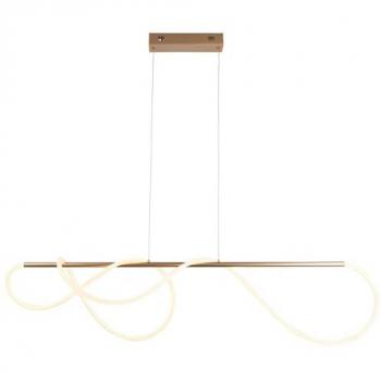 Lámpara colgante Attalea 1 bombilla, diseño moderno, estilo barra LED, material acero y silicona, acabado en pintura oro satinado y silicona blanca