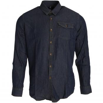 Camisa de Denim Premier para Hombre con Costuras, Manga Larga, Color Índigo, Talla S