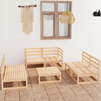 Juego de muebles de jardín 7 piezas madera maciza de pino