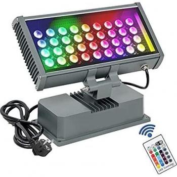 Bañador de pared LED 108W RGBW, ATCD RF Control Remoto Luces Negras UV, 16 Colores/4 Modos/8 Niveles Brillo Lámpara de Escenario, para KTV Bar Escuela de Bodas Show Xmas Club Halloween Fiesta