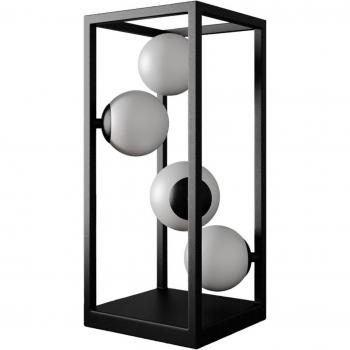 Lámpara de mesa Utopia de Lindby, moderna, en color negro, hecha de metal y esferas de vidrio, para salón y comedor, con 4 llamas tipo G9