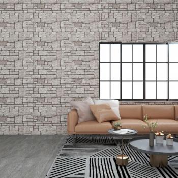 Paneles de Pared 3D Grises con Diseño de Ladrillo - 10 Piezas - Espuma EPS 100 x 50 cm