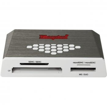 Kingston FCR-HS4 High-Speed USB 3.0 Media Reader for CF/SD/MicroSD/MS Duo, Grey/White