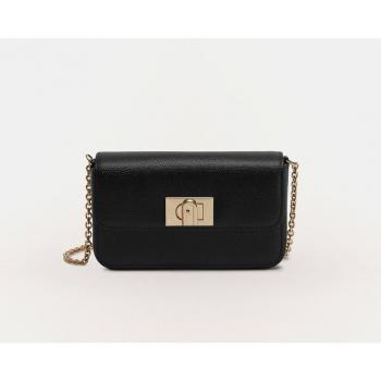 Furla 1927 Mini Black Leather Shoulder Bag with Chain, Cross Body, ONE SIZE