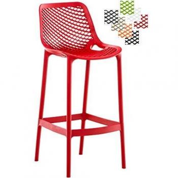 Taburete para exterior CLP con respaldo en plástico rojo