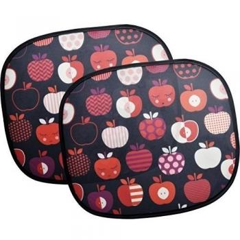 Auto Parasoles en 2 Pack completo con ventosas y funda, universal protección solar para bebés y niños en diseño de manzana