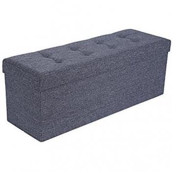 Songmics Baúl Puff Taburete de almacenamiento Esponja engrosada Plegable gris 110 x 40 x 38 cm LSF91K