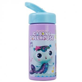 Botella de Agua Deportiva Gabby's Dollhouse con Pajita y Asa Incorporada de 410 ml - Producto Escolar para Niños y Niñas