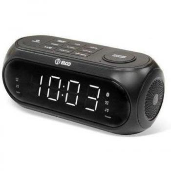Elco ELC024 Radio Reloj, Display Blanco DE 0,9, Bluetooth, USB Cargador, 10 MEMORIAS FM, 2 ALARMAS, DIMMER, Negro, 15 x 7 x 6.2cm