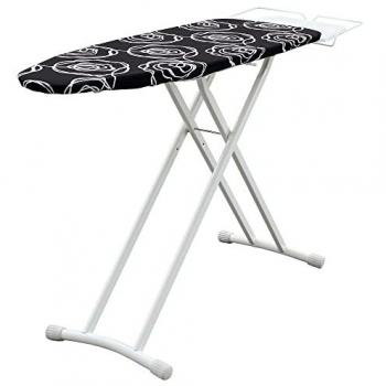 Tabla de planchar Tívoli negra 125x41cm con bandeja especial para centro de planchado, patas antimovimiento, medidas plegada 162 cm y altura 90 cm (abierta)