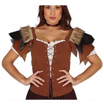 Chaleco Medieval de Cuero con Pelo para Mujer