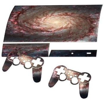 Space 10136, Galactic, Skin Sticker Decal Vinyl Wrap Cover Protector with Leather Effect Laminate and Colorful Design for PS3 Play Station 3 Fat Game Console and 2 Controllers., [Importado de UK]