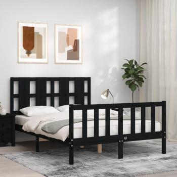 Cama completa de madera maciza negro 140x190 cm