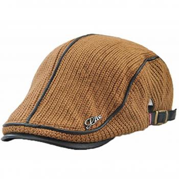 LAOWWO Boinas para Hombre Gorros Boina Tejer para Hombre Gorra Clásico Gorra Plana Gorro Punto Ajustable Gorra Moda Gorra