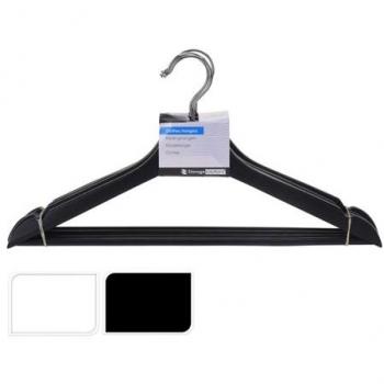 Percha de madera de eucalipto blanco/negro (set 4 uni) 44x23x12cm