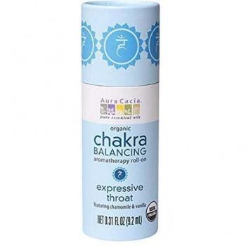 Equilibrio de Chakra de aromaterapia orgánica Roll-On, expresivo de garganta - Aura Cacia