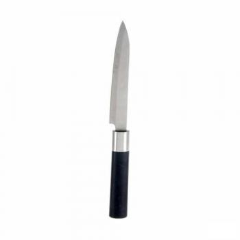 Cuchillo de Cocina Acero Inoxidable 3 x 23,5 cm - Set de 12 Unidades con Mango de Plástico Negro
